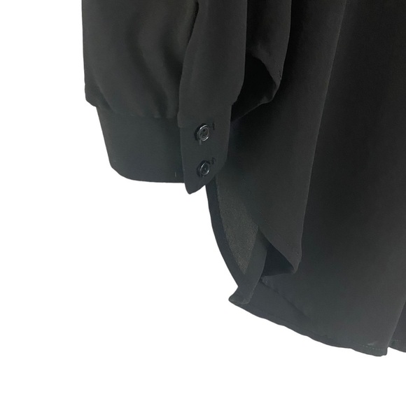 LUSH Black Flowy Collarless Blouse Women Size Small - HSH1353 - Picture 3 of 6